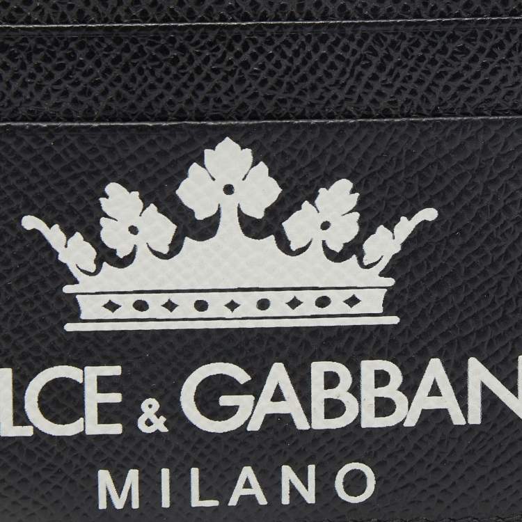 Pre Owned Dolce & Gabbana Black Leather Crown Card Holder