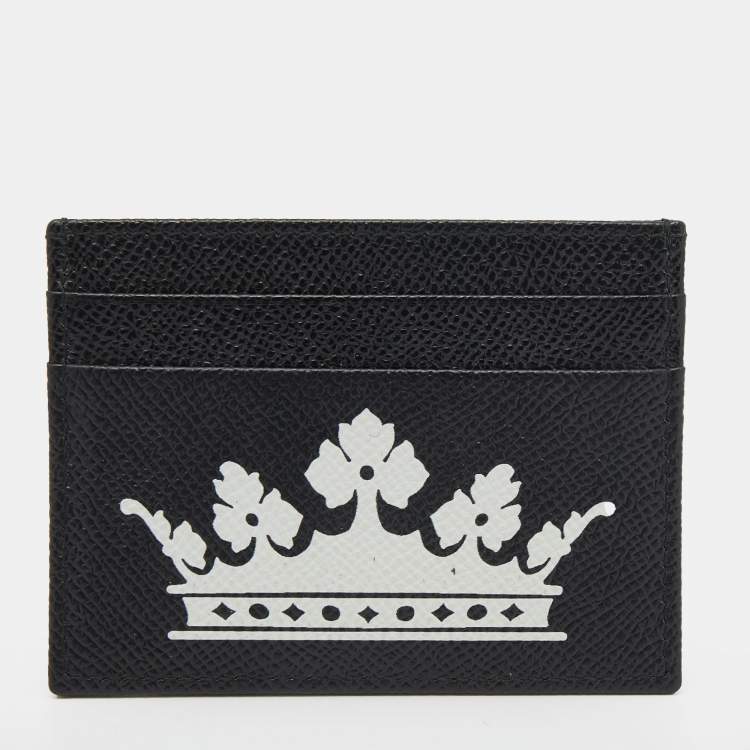 Pre Owned Dolce & Gabbana Black Leather Crown Card Holder
