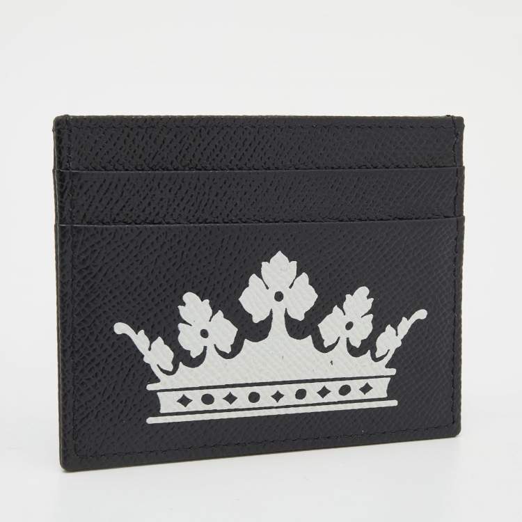 Pre Owned Dolce & Gabbana Black Leather Crown Card Holder