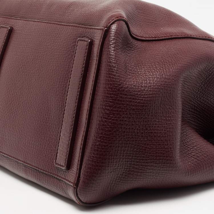 Pre Owned Dolce & Gabbana Burgundy Leather Weekender Tote       