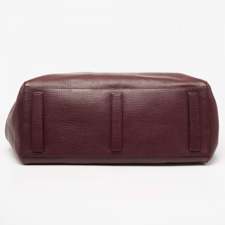 Pre Owned Dolce & Gabbana Burgundy Leather Weekender Tote       