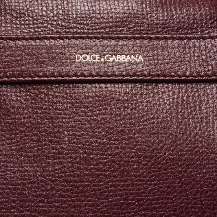 Pre Owned Dolce & Gabbana Burgundy Leather Weekender Tote       