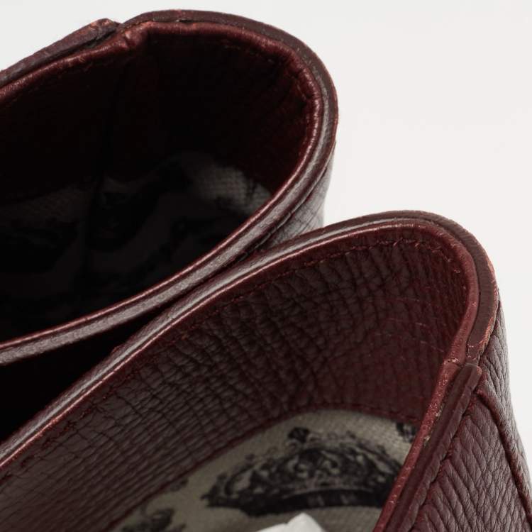 Pre Owned Dolce & Gabbana Burgundy Leather Weekender Tote       