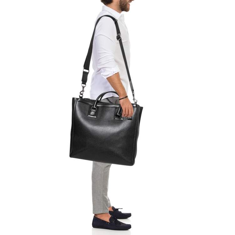 Pre Owned Dolce & Gabbana Black Textured Leather Tote