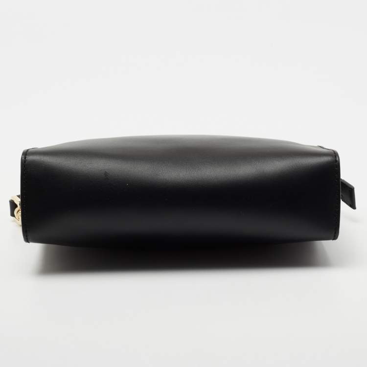 Pre Owned Dolce & Gabbana Black Leather Zip Wristlet Clutch