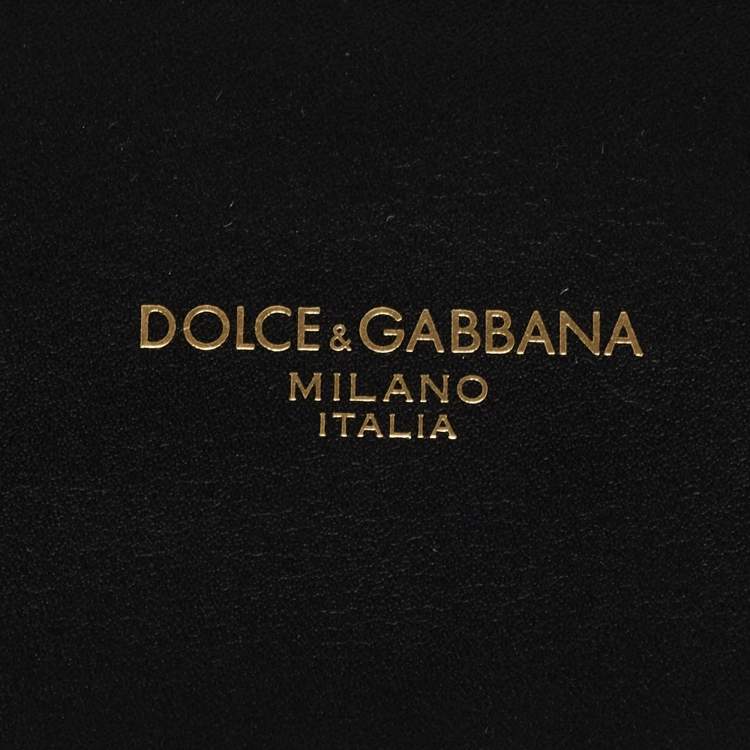 Pre Owned Dolce & Gabbana Black Leather Zip Wristlet Clutch