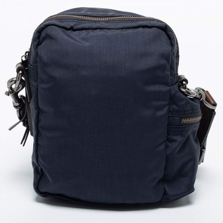 Pre Owned Dolce & Gabbana Navy Blue Nylon and Leather Messenger Bag