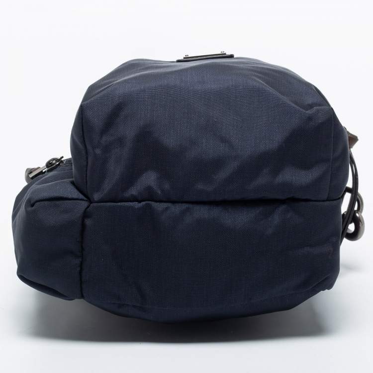 Pre Owned Dolce & Gabbana Navy Blue Nylon and Leather Messenger Bag