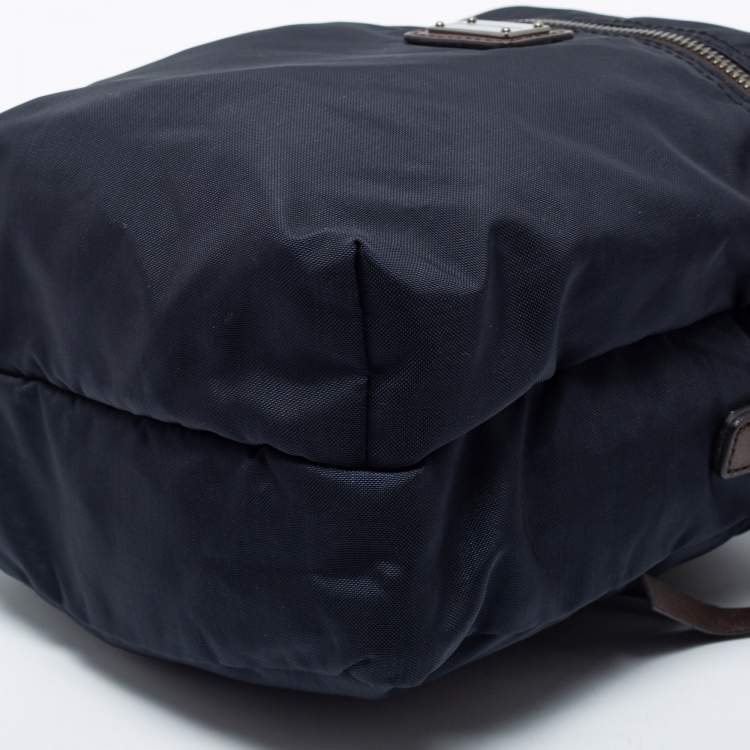 Pre Owned Dolce & Gabbana Navy Blue Nylon and Leather Messenger Bag