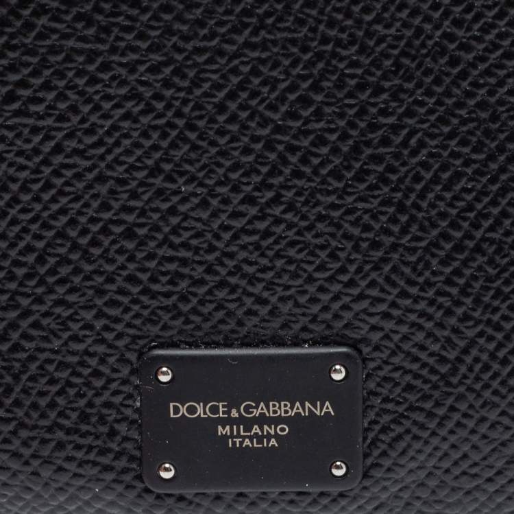 Pre Owned Dolce & Gabbana Black Leather Bifold Compact Wallet