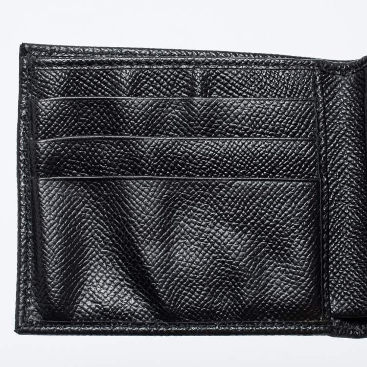 Pre Owned Dolce & Gabbana Black Leather Bifold Compact Wallet