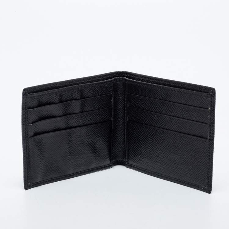 Pre Owned Dolce & Gabbana Black Leather Bifold Compact Wallet