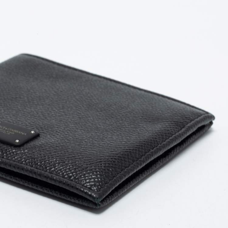 Pre Owned Dolce & Gabbana Black Leather Bifold Compact Wallet