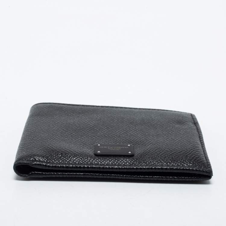Pre Owned Dolce & Gabbana Black Leather Bifold Compact Wallet
