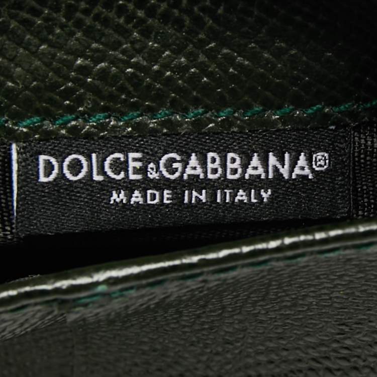 Pre Owned Dolce & Gabbana Dark Green Leather Bifold Wallet