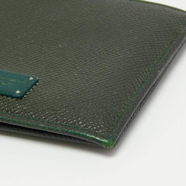 Pre Owned Dolce & Gabbana Dark Green Leather Bifold Wallet