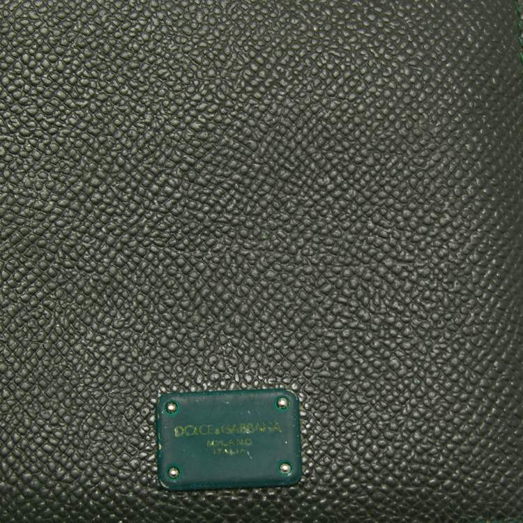Pre Owned Dolce & Gabbana Dark Green Leather Bifold Wallet