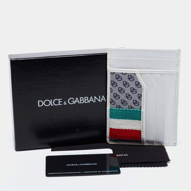 Pre Owned Dolce & Gabbana White Leather Card Holder