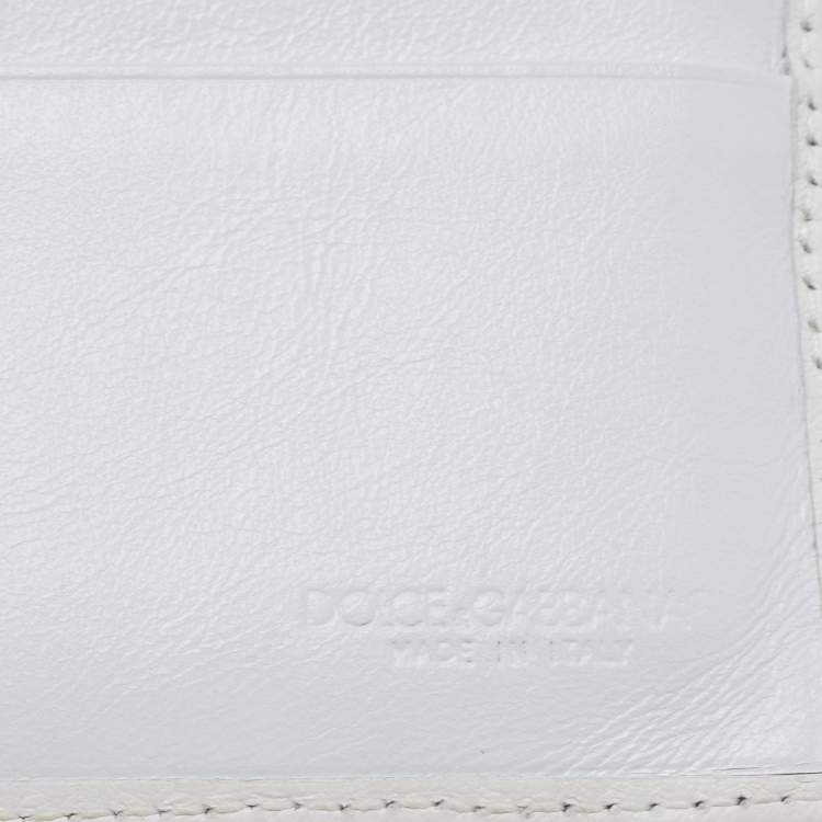 Pre Owned Dolce & Gabbana White Leather Card Holder
