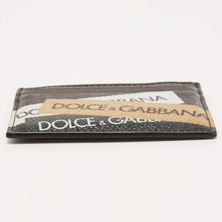 Pre Owned Dolce & Gabbana Black Logo Print Leather Card Holder