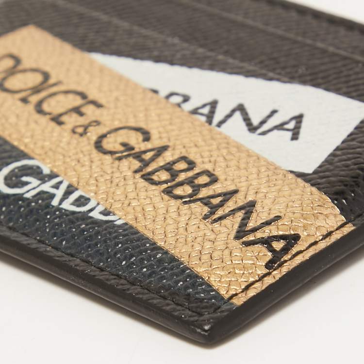 Pre Owned Dolce & Gabbana Black Logo Print Leather Card Holder