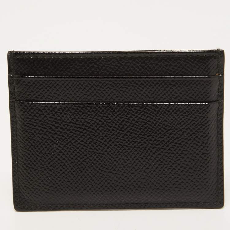 Pre Owned Dolce & Gabbana Black Logo Print Leather Card Holder