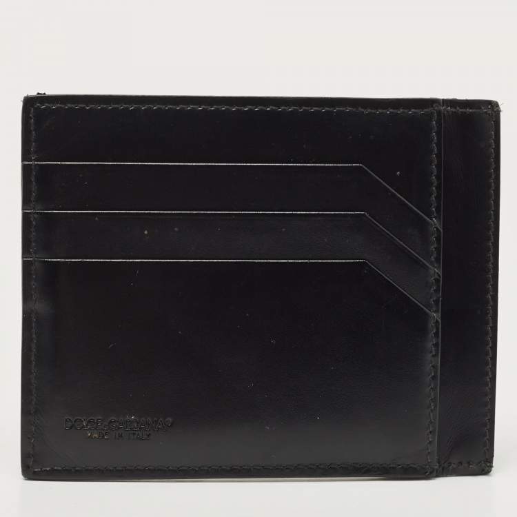 Pre Owned Dolce and Gabbana Black Leather 6CC Card Holder