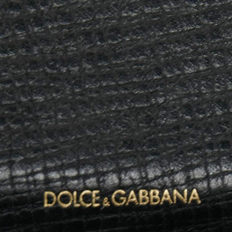 Pre Owned Dolce & Gabbana Black Leather Artist Patch Bifold Wallet 