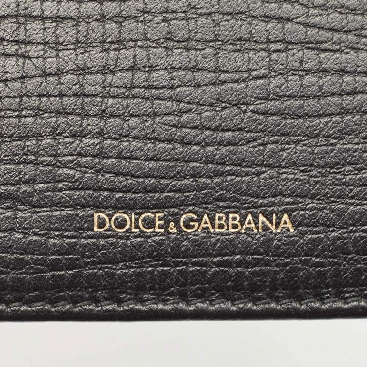 Pre Owned Dolce & Gabbana Black Leather Cowboy Patch Bifold Wallet