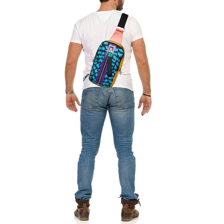 Pre Owned Dolce & Gabbana Multicolor Printed Nylon and Leather Sling Bag