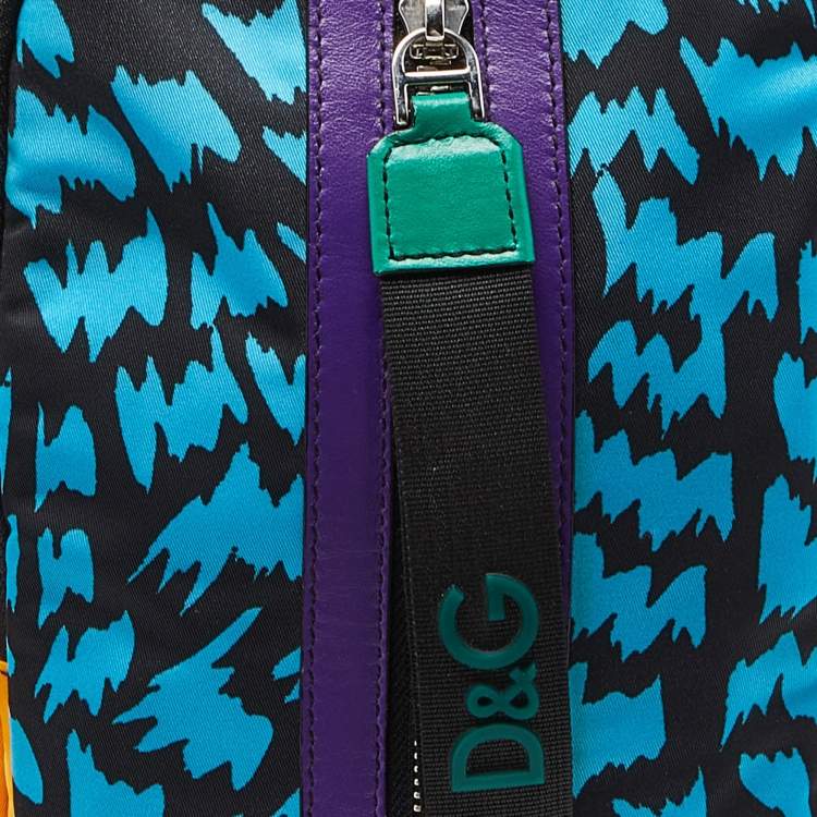 Pre Owned Dolce & Gabbana Multicolor Printed Nylon and Leather Sling Bag