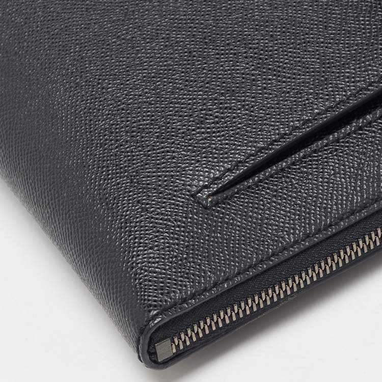 Pre Owned Dolce & Gabbana Black Leather Front Pocket Portfolio 
