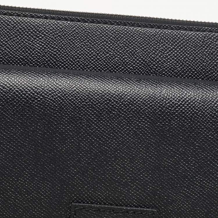 Pre Owned Dolce & Gabbana Black Leather Front Pocket Portfolio 