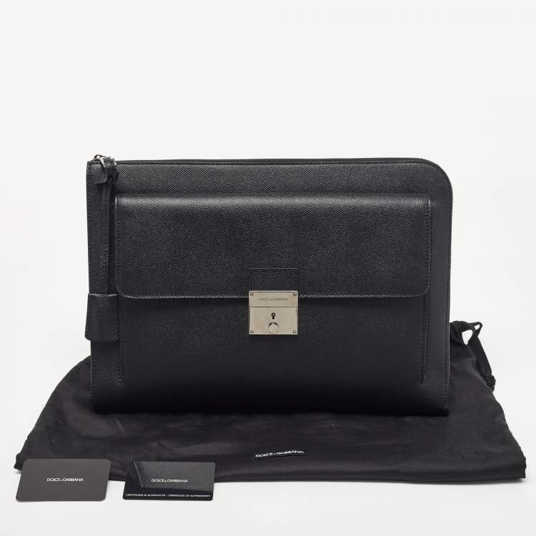 Pre Owned Dolce & Gabbana Black Leather Front Pocket Portfolio 