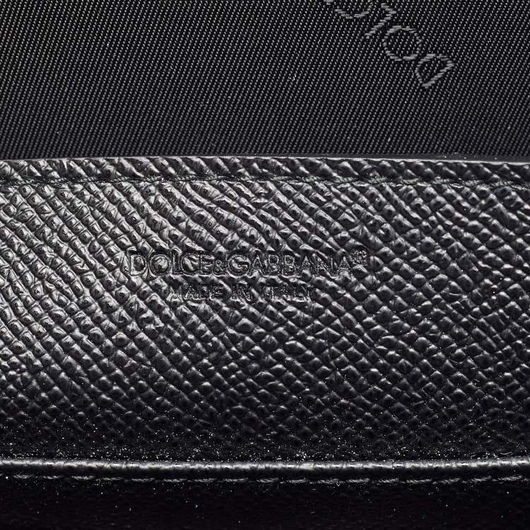 Pre Owned Dolce & Gabbana Black Leather Front Pocket Portfolio 