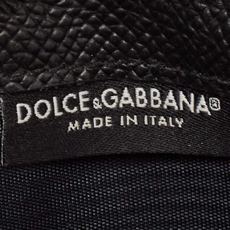 Pre Owned Dolce and Gabbana Black Leather Logo Bifold Card Case