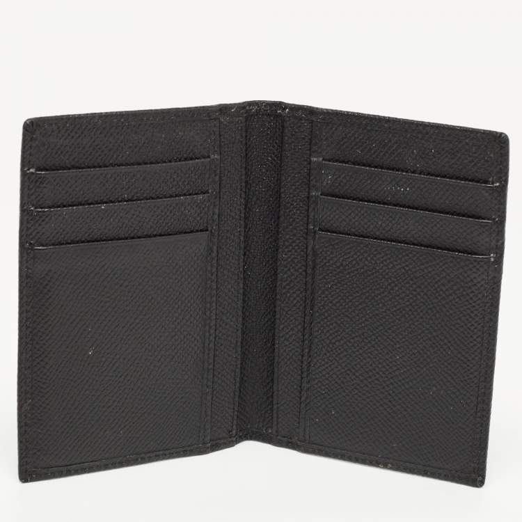 Pre Owned Dolce and Gabbana Black Leather Logo Bifold Card Case