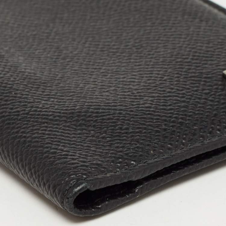Pre Owned Dolce and Gabbana Black Leather Logo Bifold Card Case