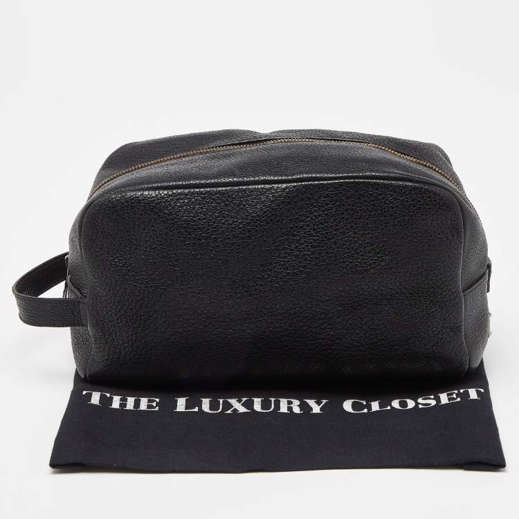 Pre Owned Dolce & Gabbana Black Grained Leather Zip Pouch 