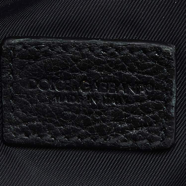 Pre Owned Dolce & Gabbana Black Grained Leather Zip Pouch 