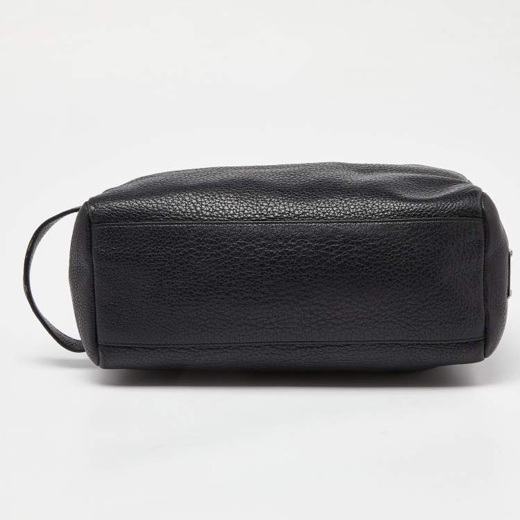 Pre Owned Dolce & Gabbana Black Grained Leather Zip Pouch 