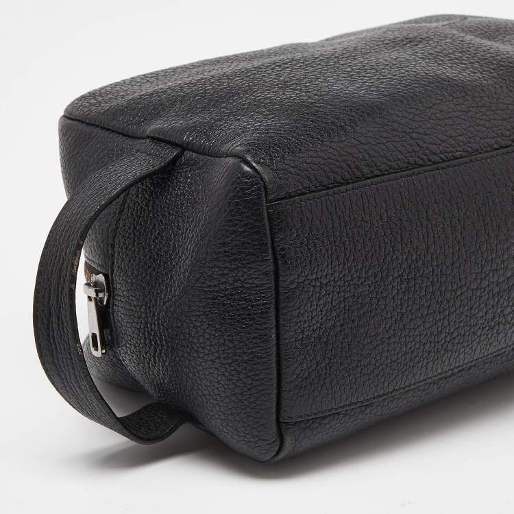 Pre Owned Dolce & Gabbana Black Grained Leather Zip Pouch 