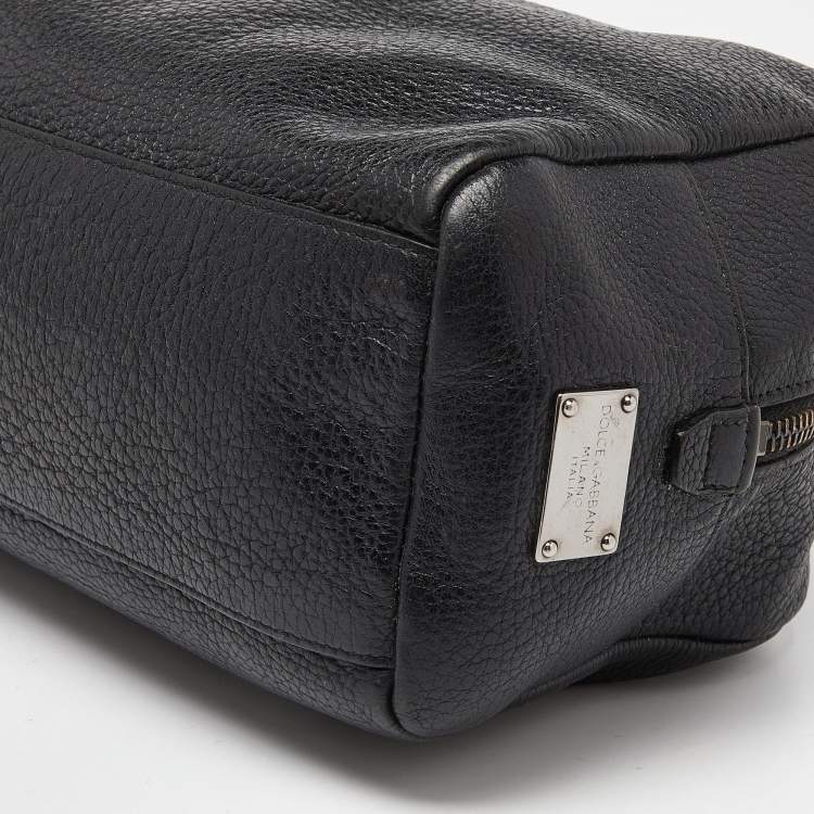 Pre Owned Dolce & Gabbana Black Grained Leather Zip Pouch 