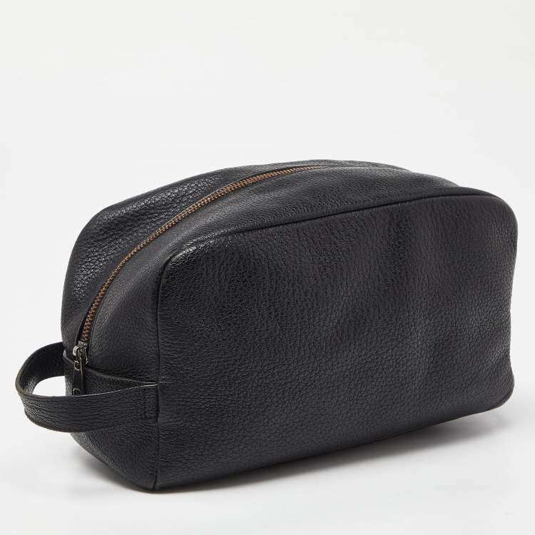 Pre Owned Dolce & Gabbana Black Grained Leather Zip Pouch 