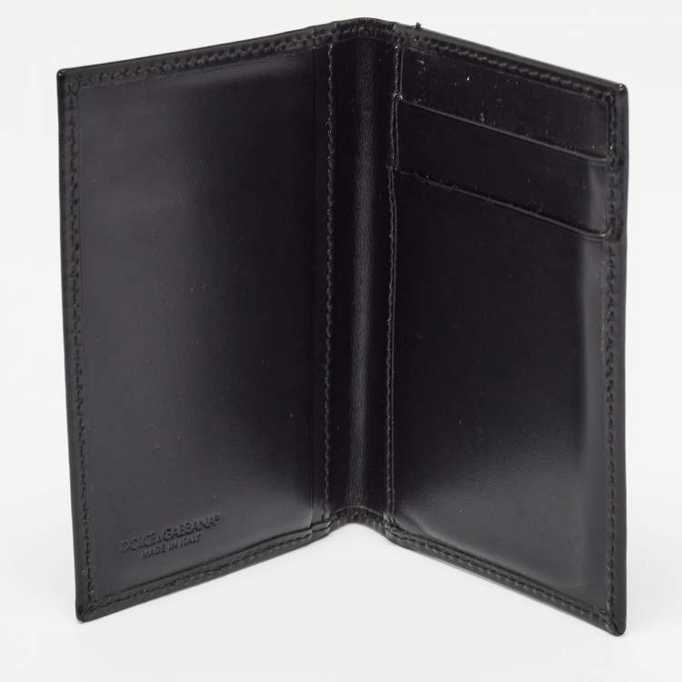 Pre Owned Dolce & Gabbana Black Leather Bifold Card Holder