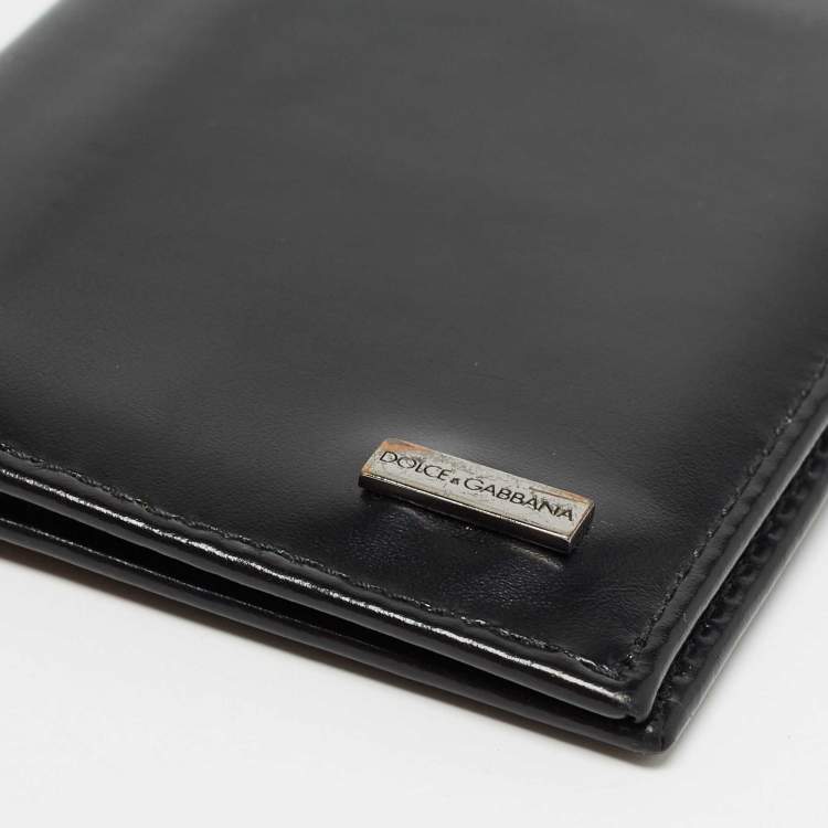 Pre Owned Dolce & Gabbana Black Leather Bifold Card Holder
