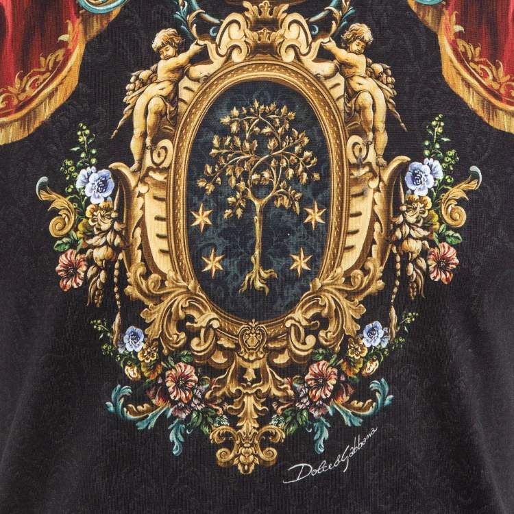 Pre Owned Dolce & Gabbana Black Printed Cotton Jersey T-Shirt S