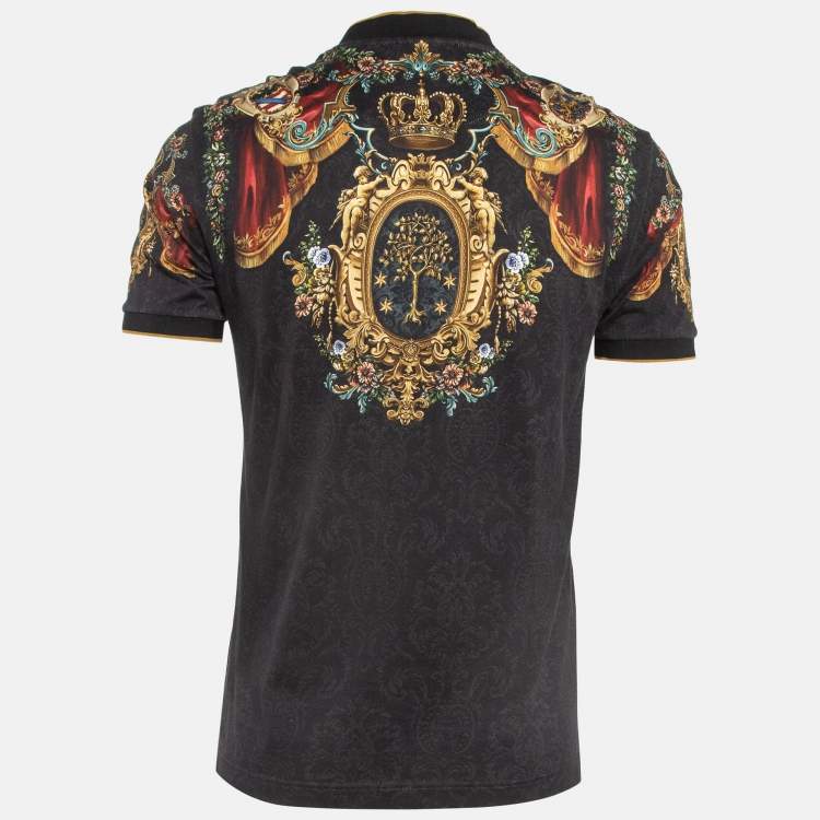 Pre Owned Dolce & Gabbana Black Printed Cotton Jersey T-Shirt S