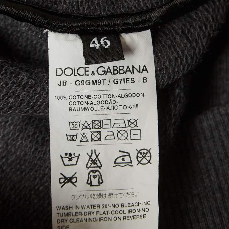 Pre Owned Dolce & Gabbana Grey Cotton Knit Hoodie S
