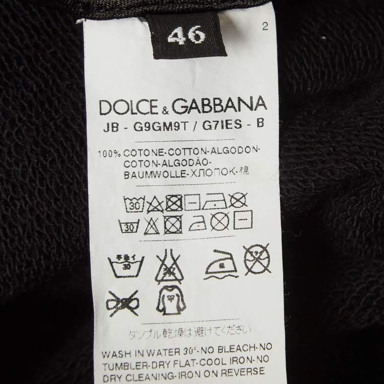 Pre Owned Dolce & Gabbana Black Crest Detail Cotton Hoodie S